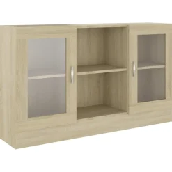 New Vitriinikaappi sonoma-tammi 120x30,5x70 cm lastulevy Vitriinit