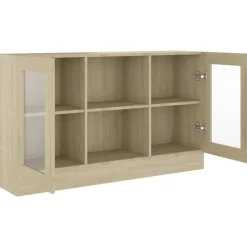 New Vitriinikaappi sonoma-tammi 120x30,5x70 cm lastulevy Vitriinit