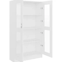 Discount Vitriinikaappi valkoinen 82,5x30,5x150 cm lastulevy Vitriinit