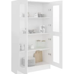 Discount Vitriinikaappi valkoinen 82,5x30,5x150 cm lastulevy Vitriinit
