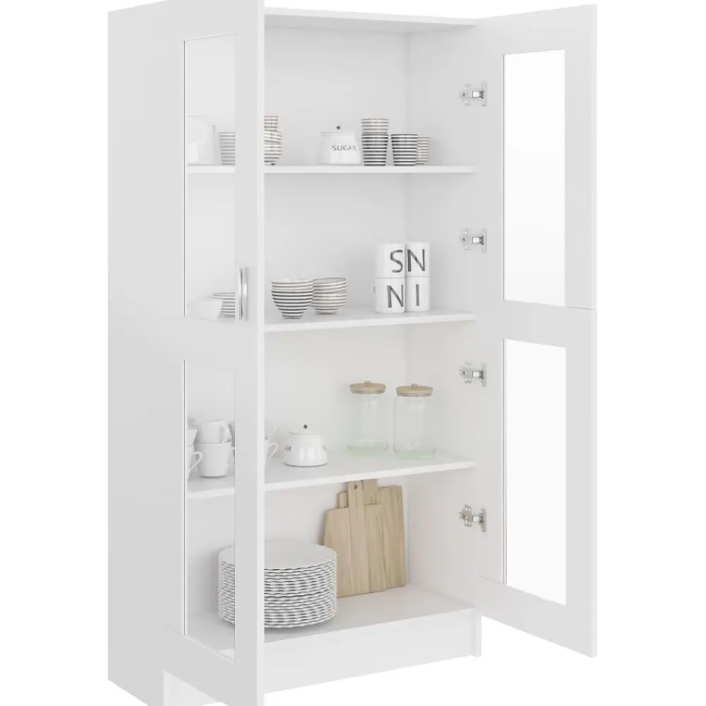 Discount Vitriinikaappi valkoinen 82,5x30,5x150 cm lastulevy Vitriinit