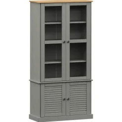 Online Vitriinikaappi VIGO harmaa 85x35x170 cm täysi mänty (53195) Vitriinit