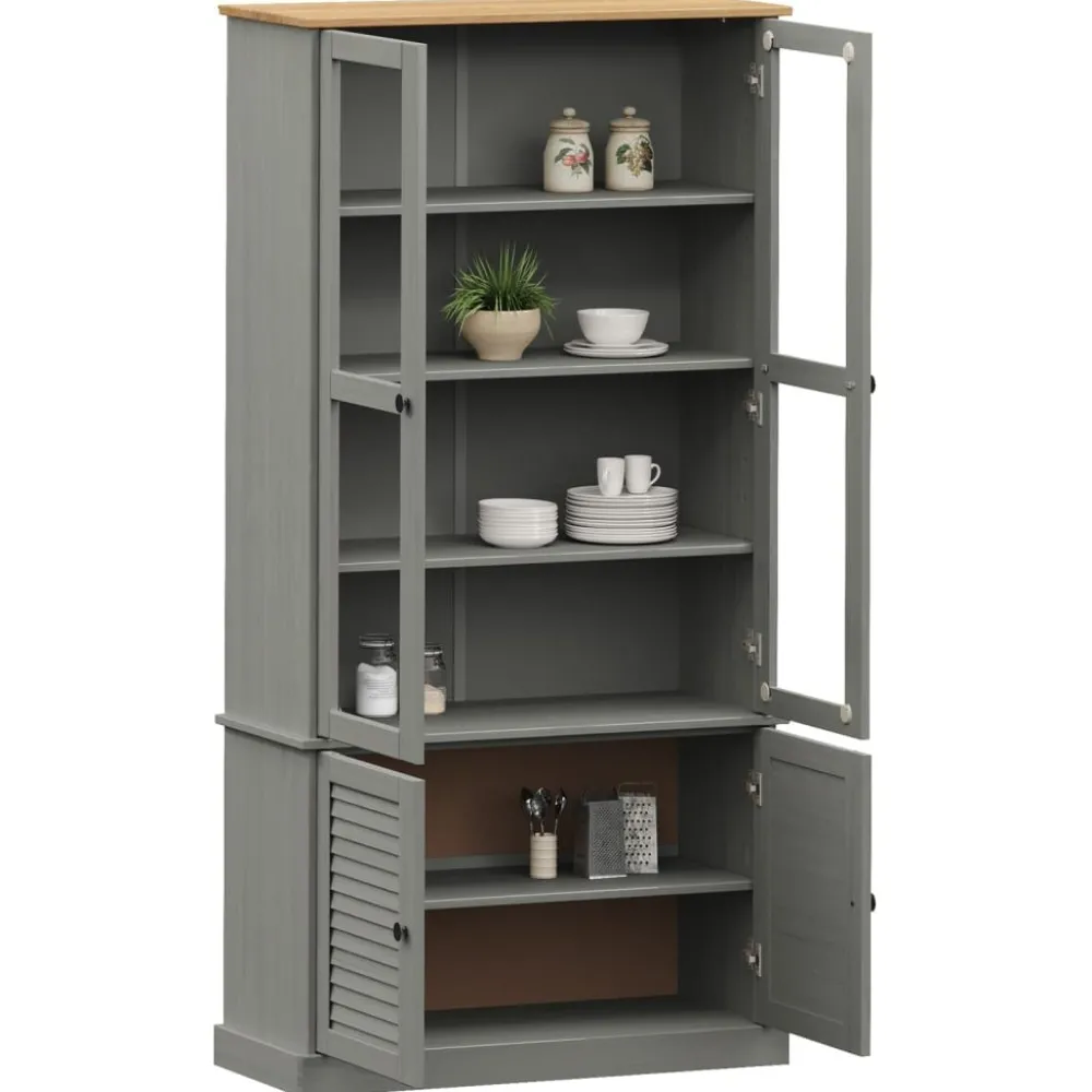 Online Vitriinikaappi VIGO harmaa 85x35x170 cm täysi mänty (53195) Vitriinit