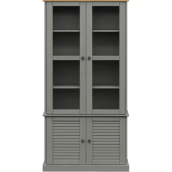 Online Vitriinikaappi VIGO harmaa 85x35x170 cm täysi mänty (53195) Vitriinit