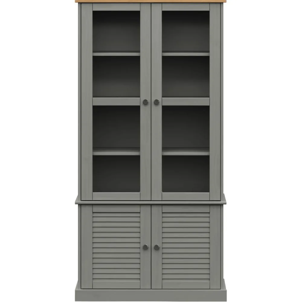 Online Vitriinikaappi VIGO harmaa 85x35x170 cm täysi mänty (53195) Vitriinit
