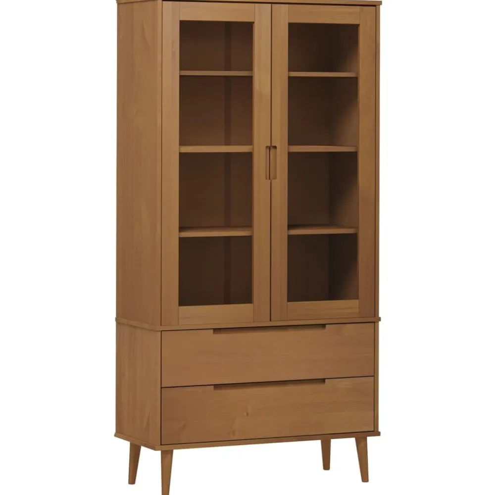 Vitriini MOLDE ruskea 90x35x175 cm täysi mänty (13413)*FinePRICE New