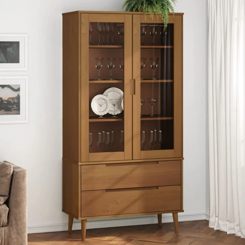 Vitriini MOLDE ruskea 90x35x175 cm täysi mänty (13413)*FinePRICE New
