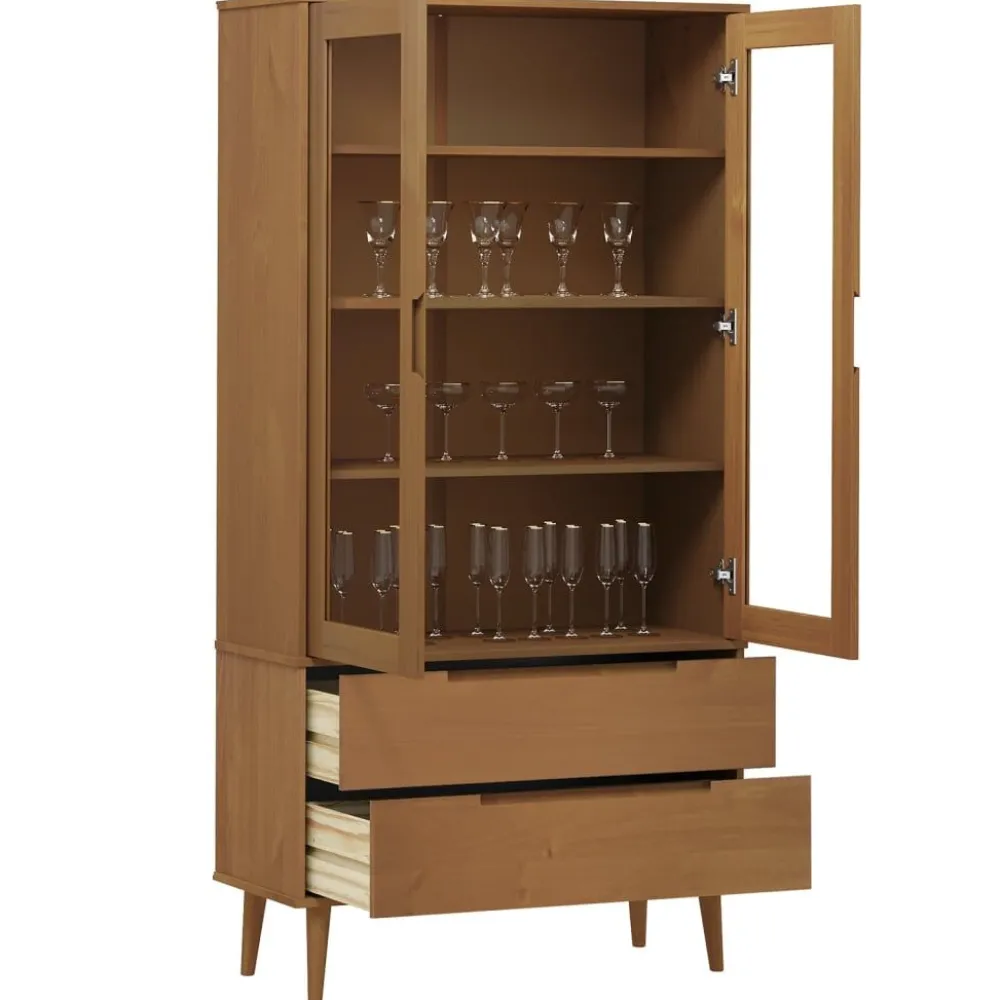 Vitriini MOLDE ruskea 90x35x175 cm täysi mänty (13413)*FinePRICE New