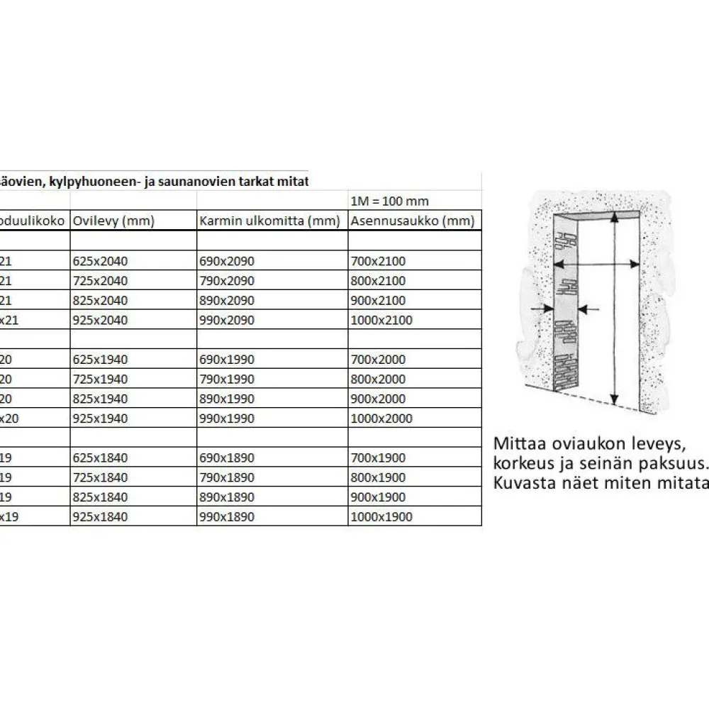 Väliovi Unique 505 7-10x21 massiivikehys valkoinen*Swedoor Online