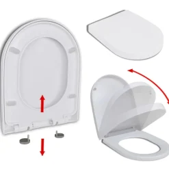 WC-istuimen kansi pikakiinnityksellä soft-close neliö valkoinen*FinePRICE Online