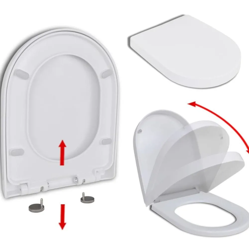 WC-istuimen kansi pikakiinnityksellä soft-close neliö valkoinen*FinePRICE Online