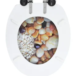 WC-istuimen kansi soft-close MDF pikkukivikuvio*FinePRICE