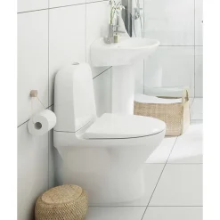 WC-istuin Estetic 8300 piilo S/P-lukko, Hygienic Flush, C+, valkoinen Wc-Istuimet, Viemäröinti Lattiaan (S-Lukko)|Wc-Istuimet Ilman Huuhtelukaulusta