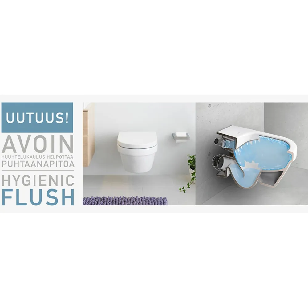 Hot WC-istuin 5G84 Hygienic Flush seinään asennettava Soft close -kannella Seinä-Wc