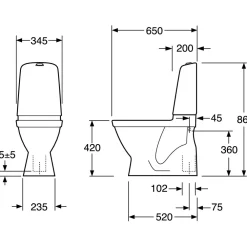 WC-istuin Nautic 1500 Hygienic Flush kaksoishuuhtelu piilo S-Lukko + istuinkansi Nautic 9M24*Gustavsberg