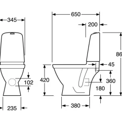 WC-istuin Nautic 1510 Hygienic Flush piilo-P kaksoishuuhtelu vakiokansi*Gustavsberg Hot