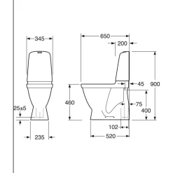 New WC-istuin Nautic 1546, korkea malli, S-lukko, valkoinen Wc-Istuimet, Viemäröinti Lattiaan (S-Lukko)|Korkeat Wc-Istuimet