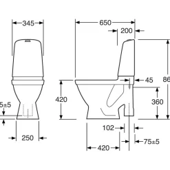 WC-istuin Nautic 1591 Hygienic Flush suuri jalka ilman kantta*Gustavsberg Online