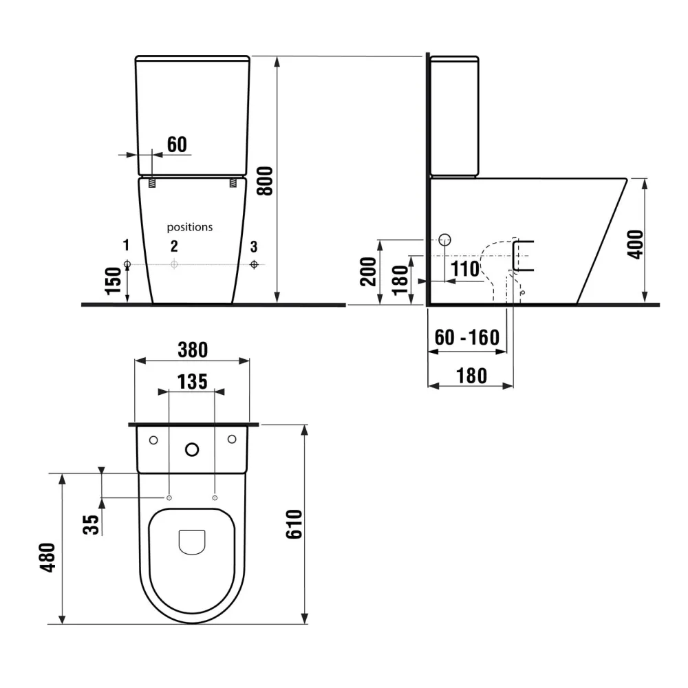 Outlet WC-istuin Pako Rimless soft-close -kannella kaksoishuuhtelu, mattamusta Wc-Istuimet Ilman Huuhtelukaulusta|Wc-Istuimet, Viemäröinti Taakse (P-Lukko)