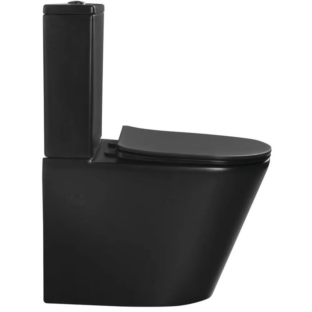 Outlet WC-istuin Pako Rimless soft-close -kannella kaksoishuuhtelu, mattamusta Wc-Istuimet Ilman Huuhtelukaulusta|Wc-Istuimet, Viemäröinti Taakse (P-Lukko)