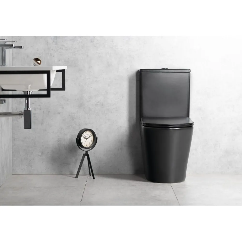 Outlet WC-istuin Pako Rimless soft-close -kannella kaksoishuuhtelu, mattamusta Wc-Istuimet Ilman Huuhtelukaulusta|Wc-Istuimet, Viemäröinti Taakse (P-Lukko)