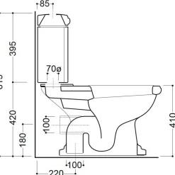 WC-istuin Retro Monoblocco, S-lukko, valkoinen*Lavabo Best