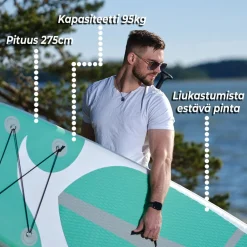 Clearance 2x SUP-lautasetti Standard ilmatäytteinen 275 cm 15 PSI vihreä Vesiurheilu Ja Uimalelut